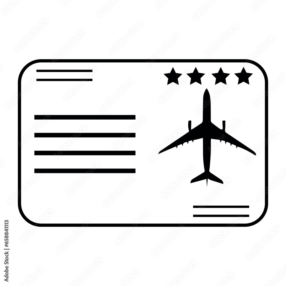 Airline ticket on white background