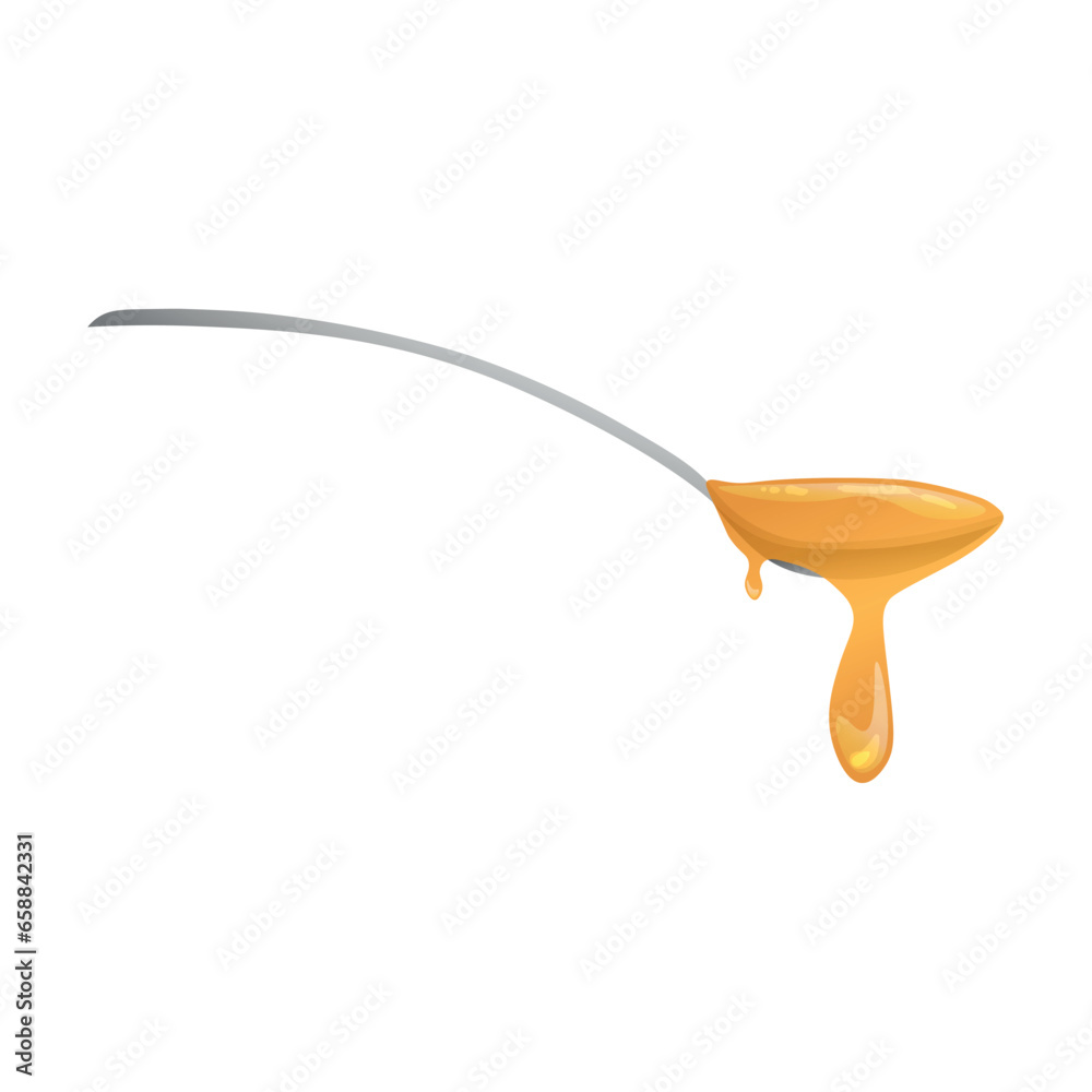 Spoon with dripping sweet honey on white background