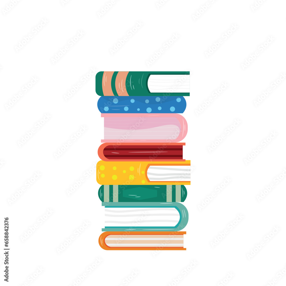 Stack of books on white background