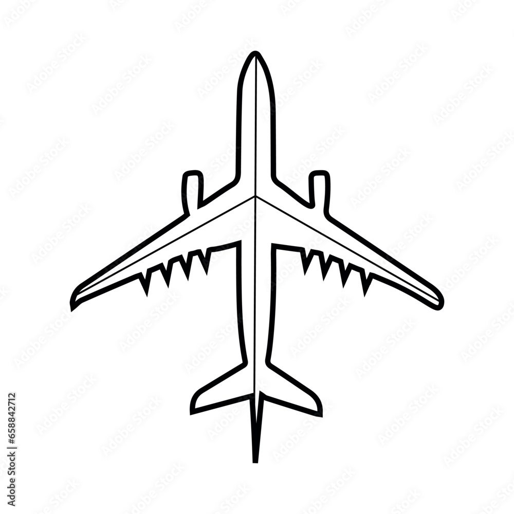 Drawn airplane on white background