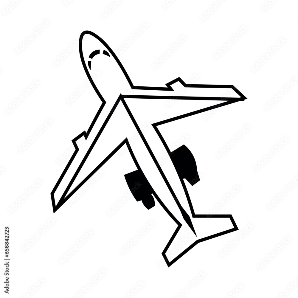 Drawn airplane on white background