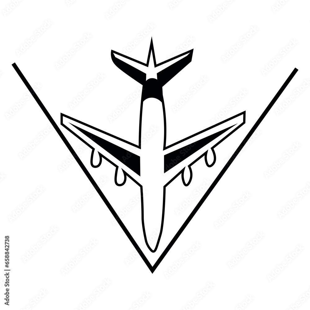 Drawn airplane on white background