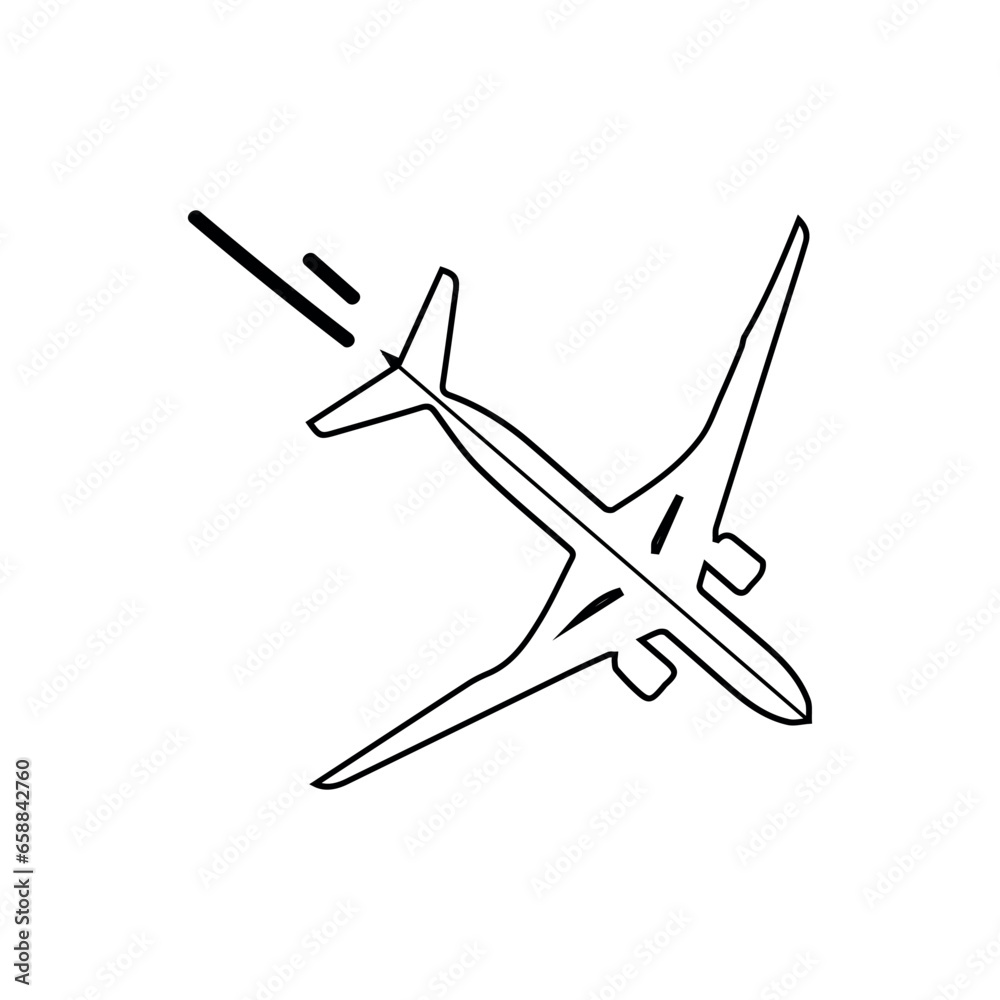 Drawn airplane on white background