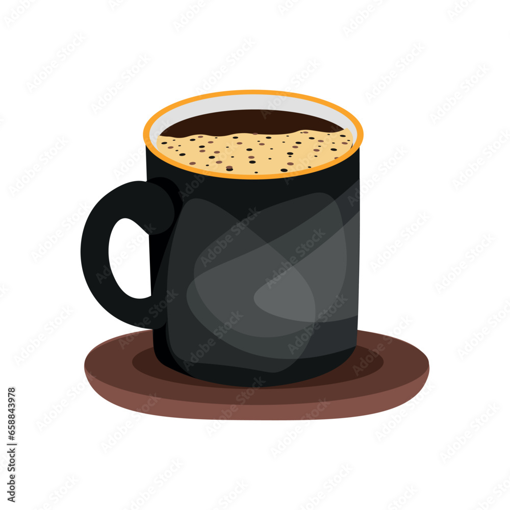 Cup of black coffee on white background