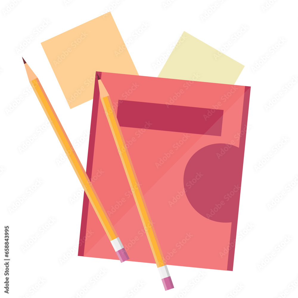 Set of school supplies on white background