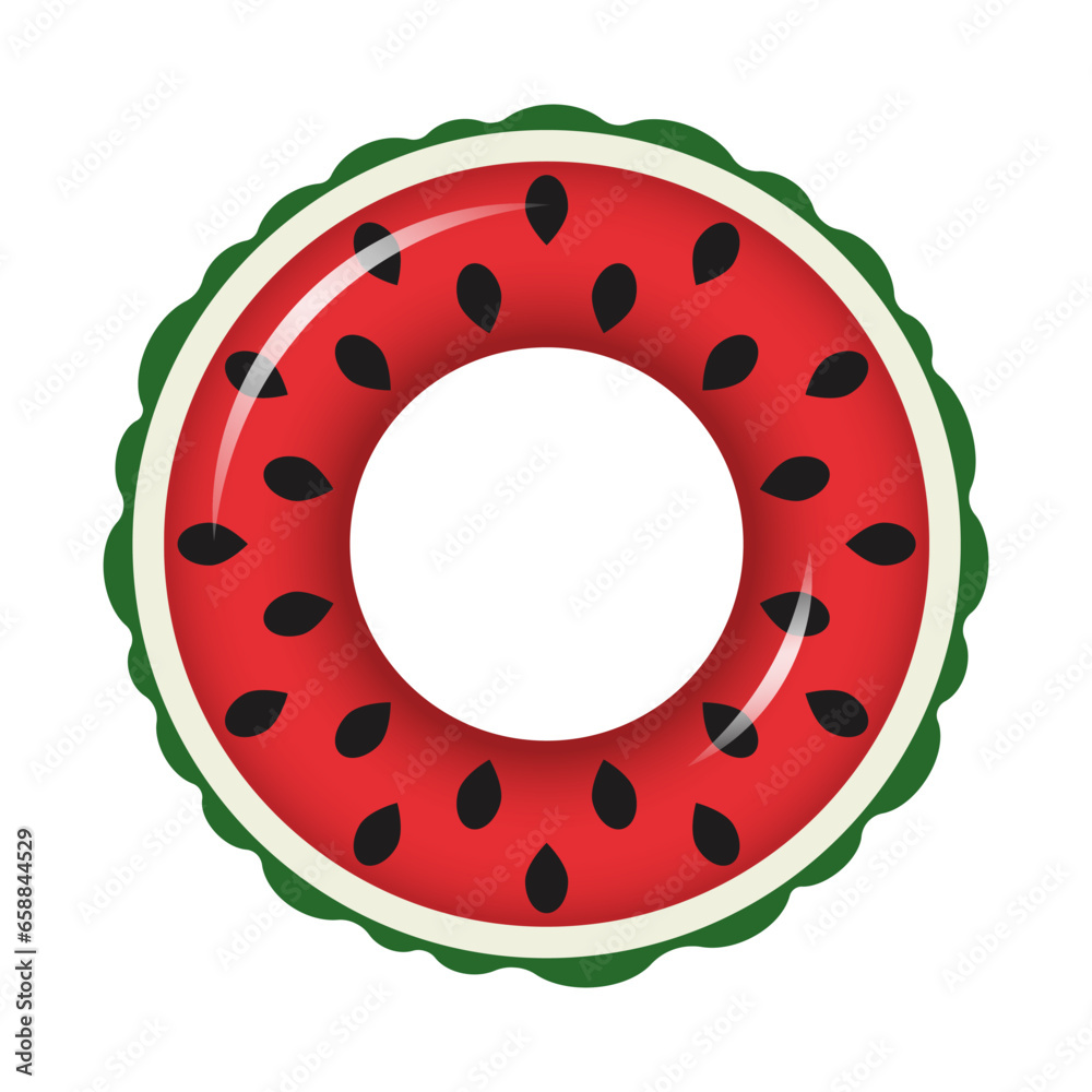 Watermelon inflatable ring on white background