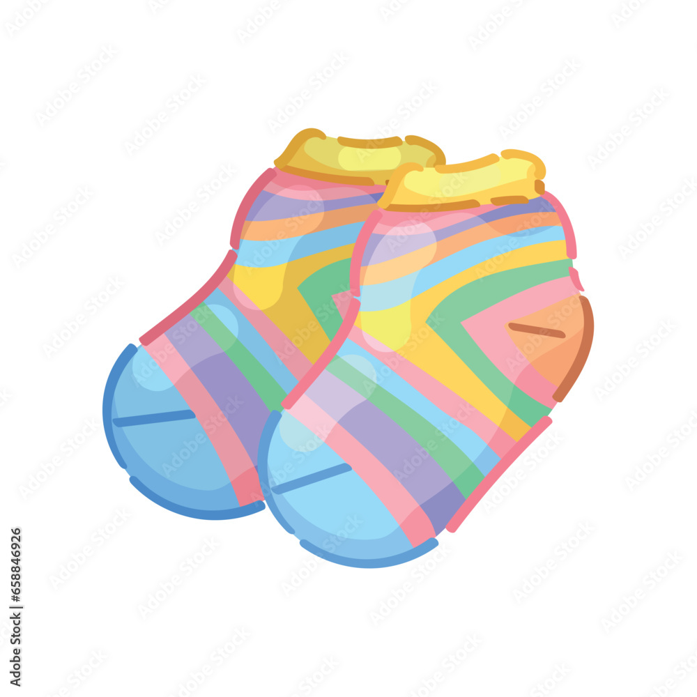 Colorful baby socks on white background