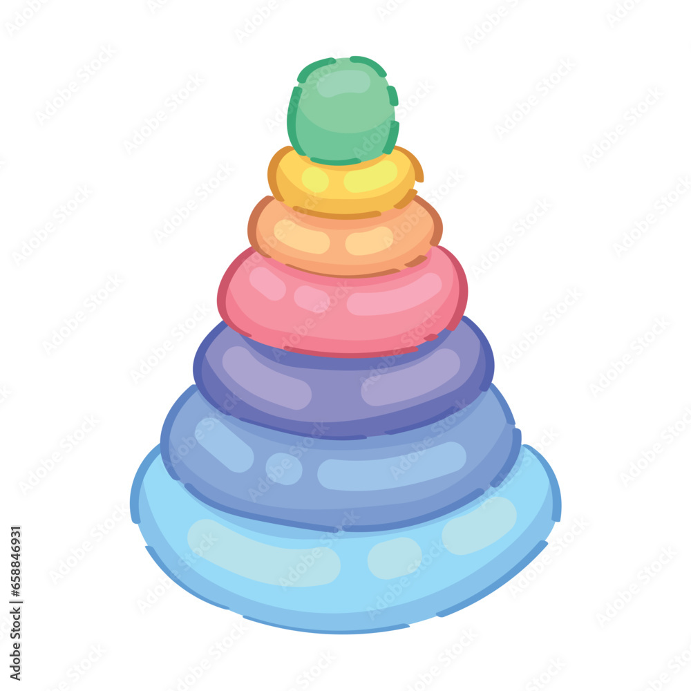 Baby pyramid toy on white background