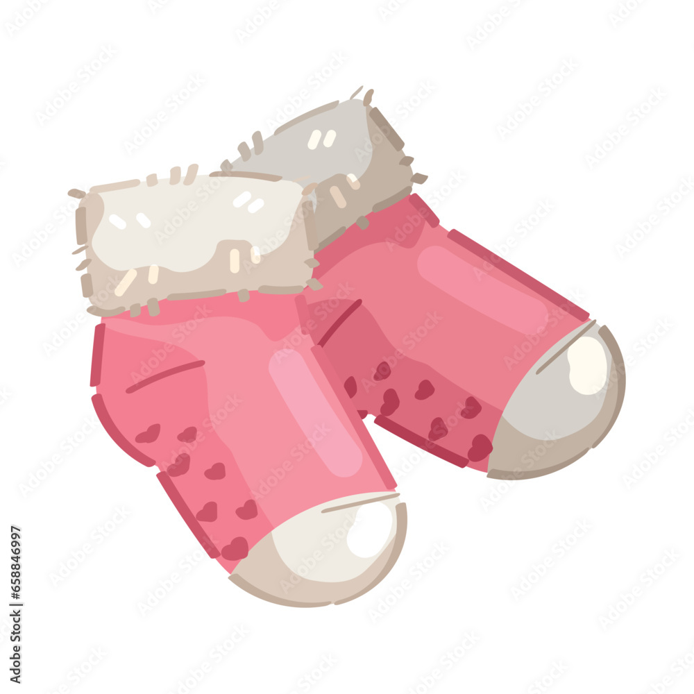 Cute baby socks on white background