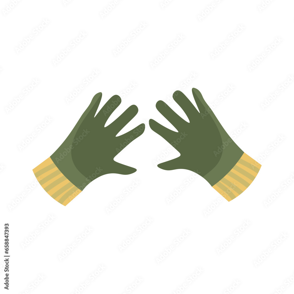 Gardeners green gloves on white background