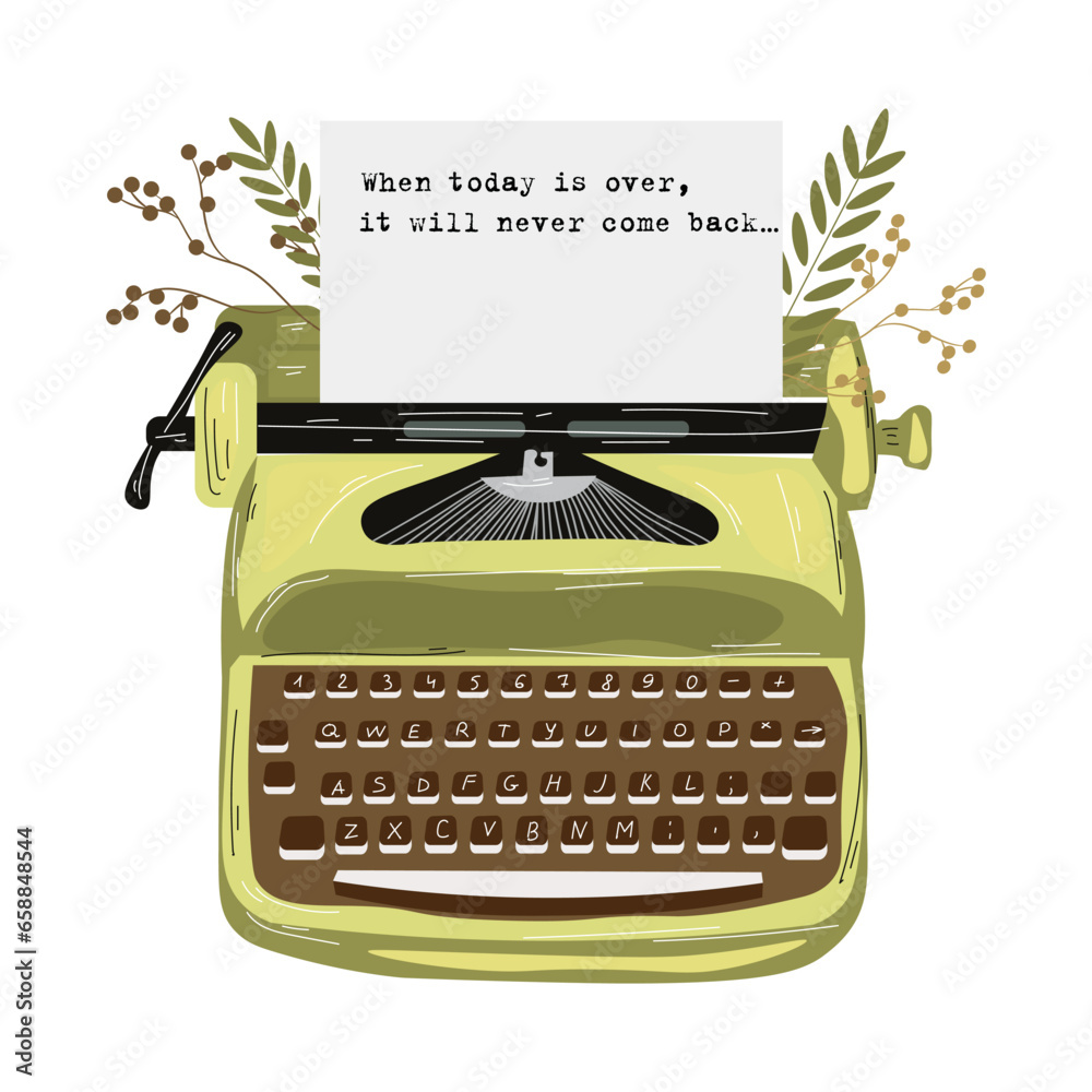 Vintage typewriter on white background