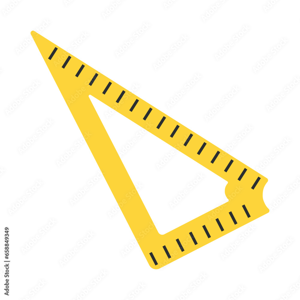 Yellow angle ruler on white background