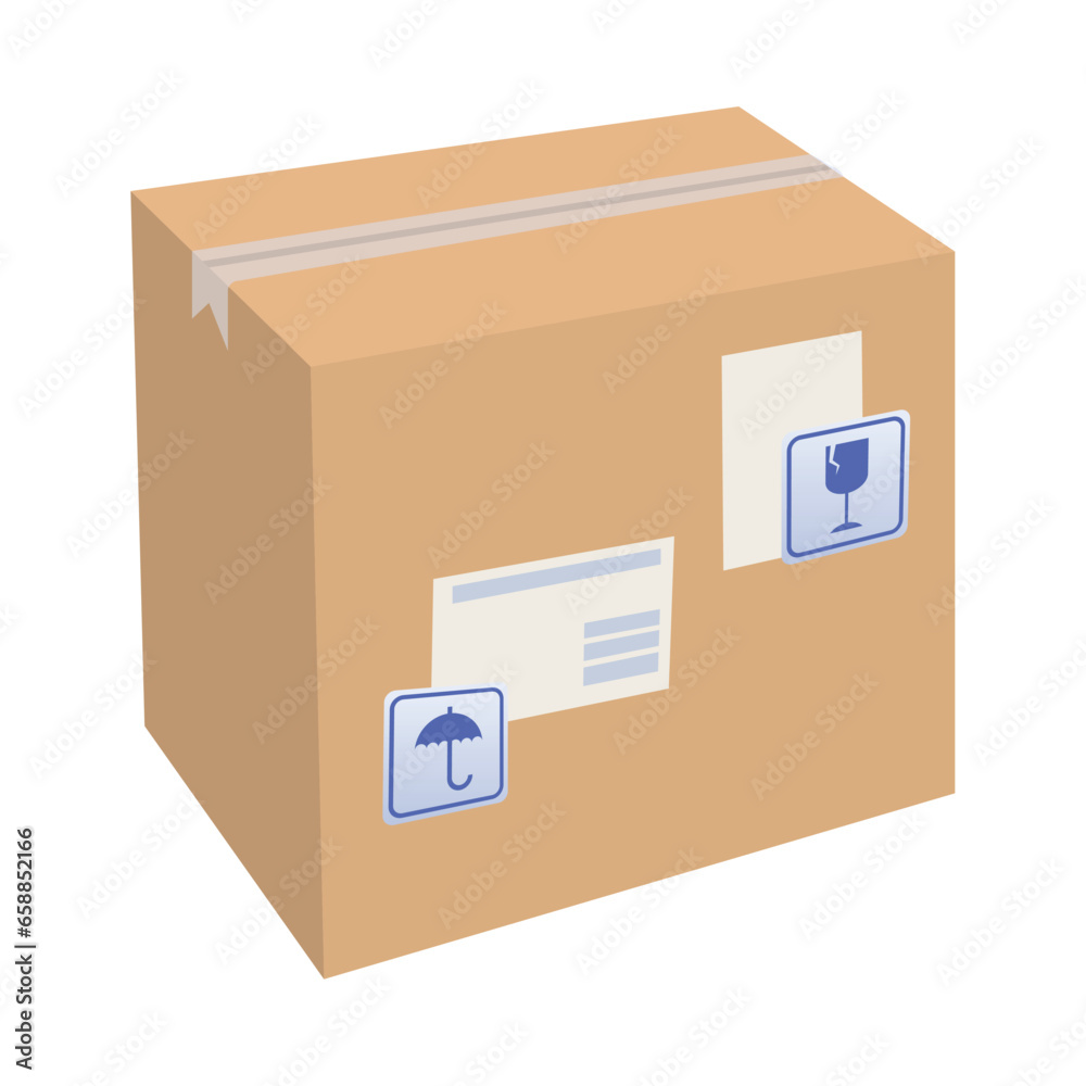 Packed parcel on white background