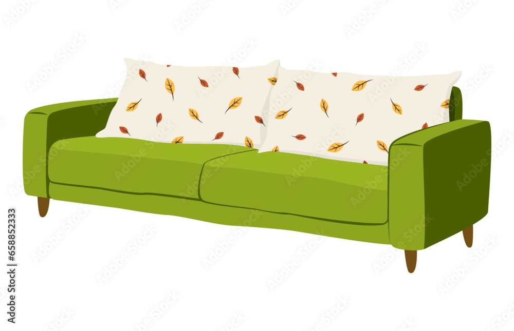 Stylish sofa on white background