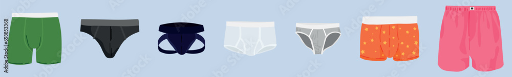 Set of mans underwear on grey background