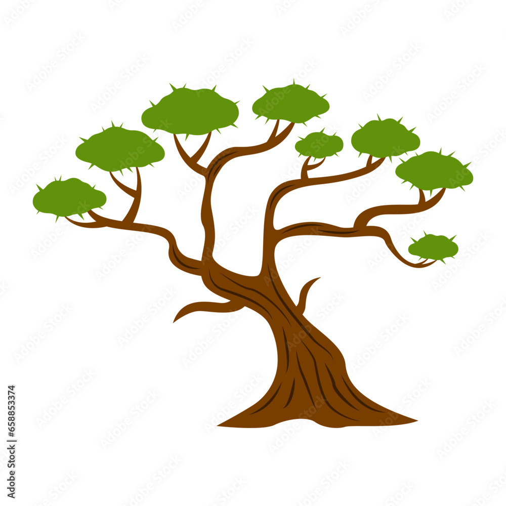 Green tree on white background