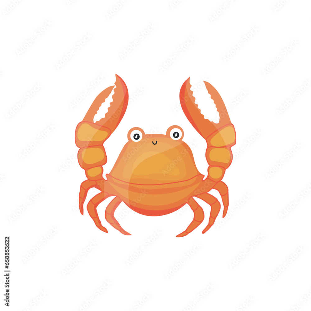 Cute crab on white background