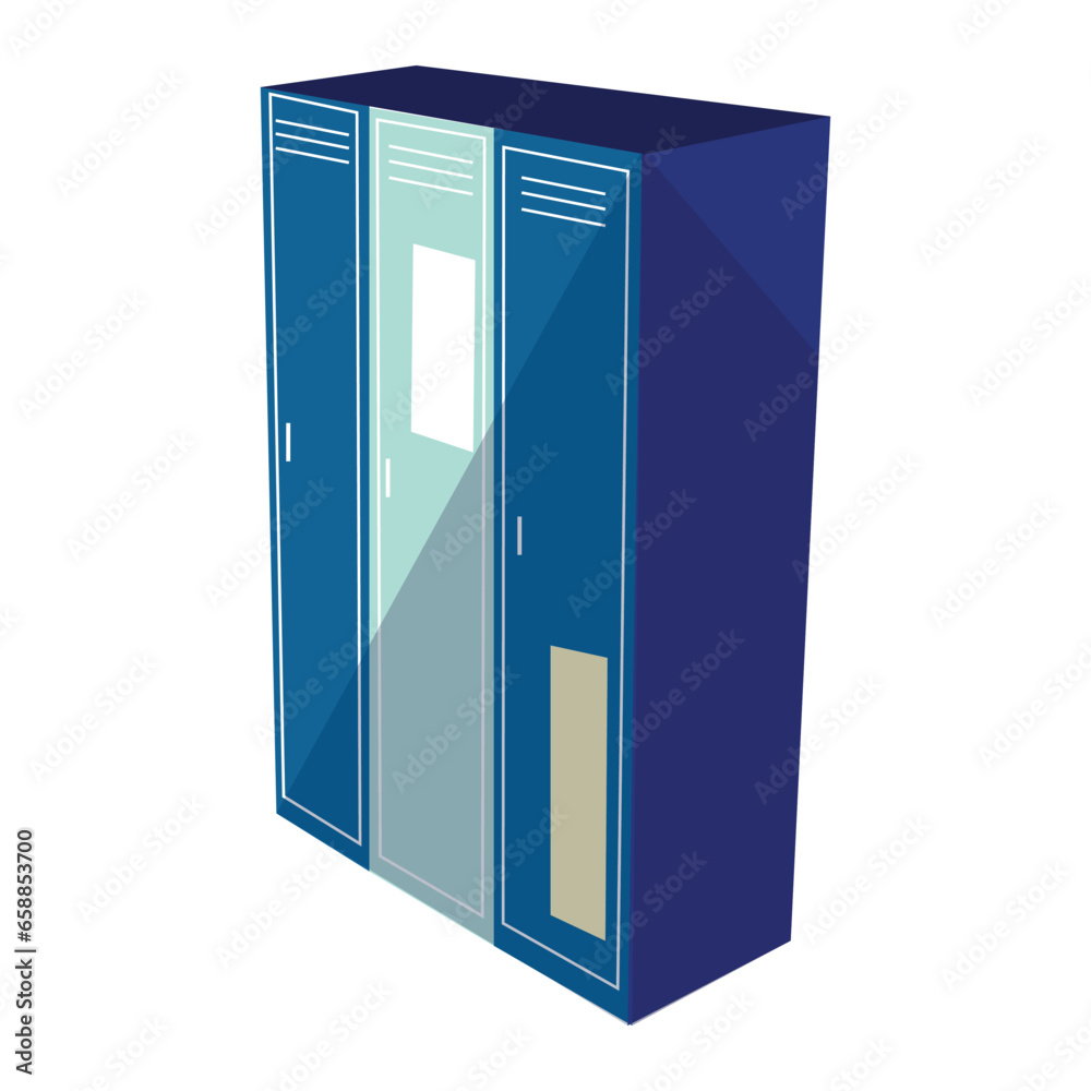 Modern blue lockers on white background