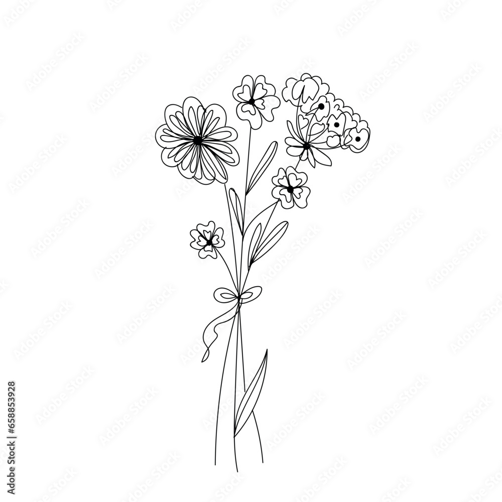 Beautiful meadow flowers on white background