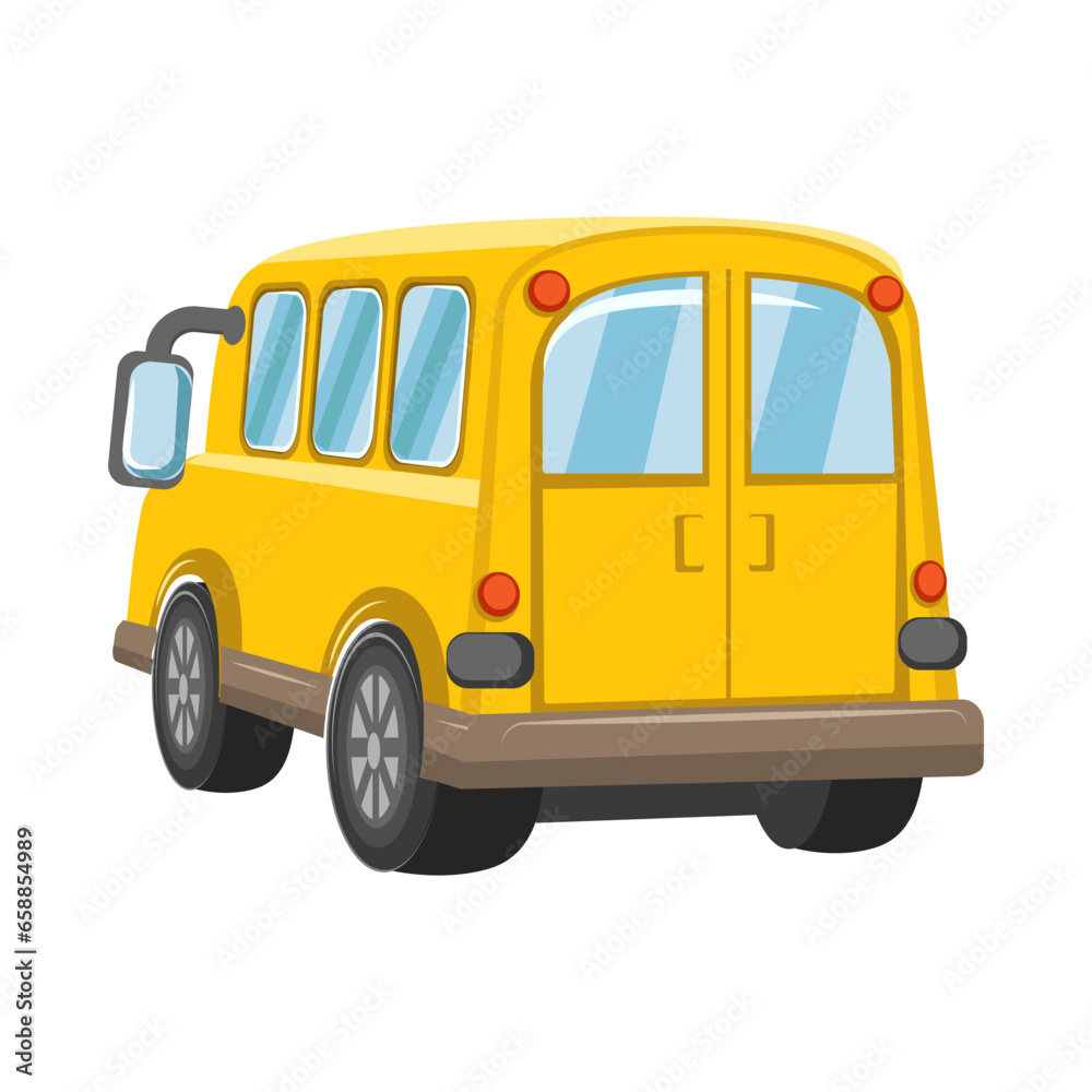 Yellow school bus on white background 