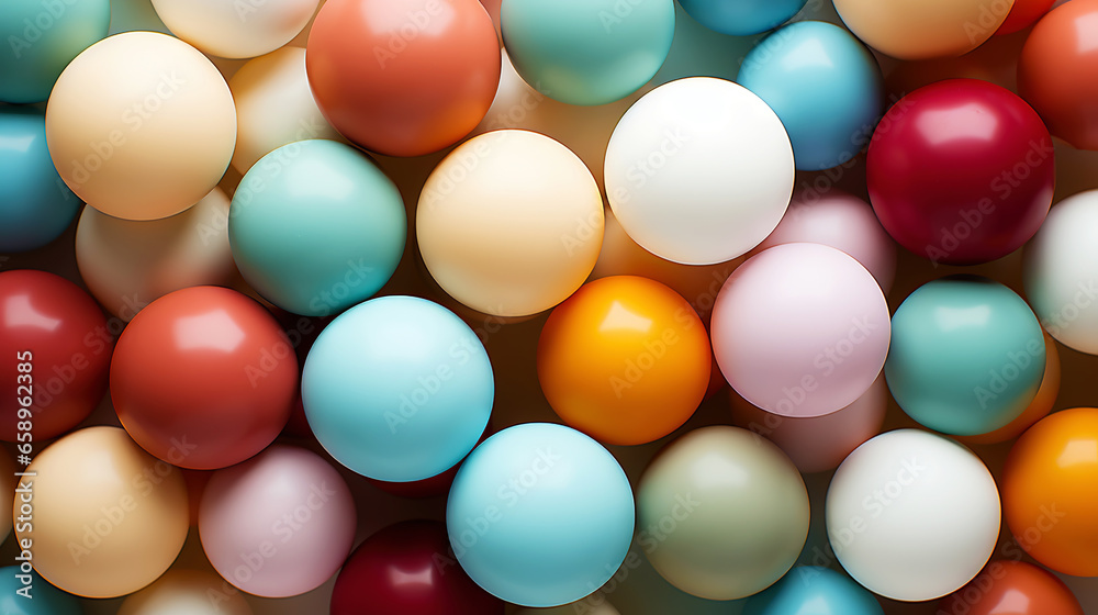 Pastel colored balls background. Abstract cute backdrop. Generative AI