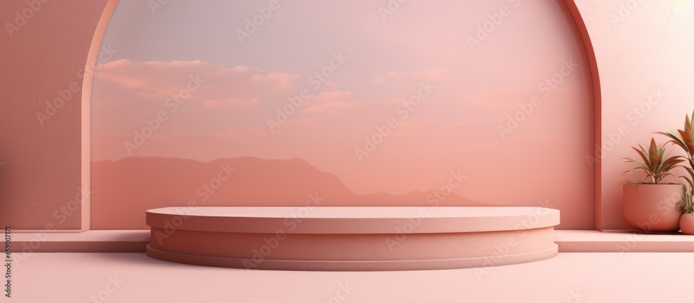 Abstract background with podium and wall scene