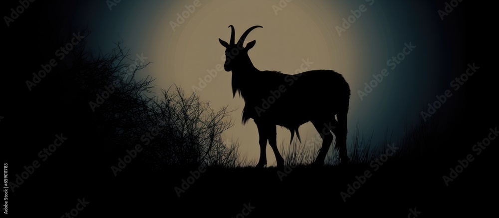 Goat in black silhouette