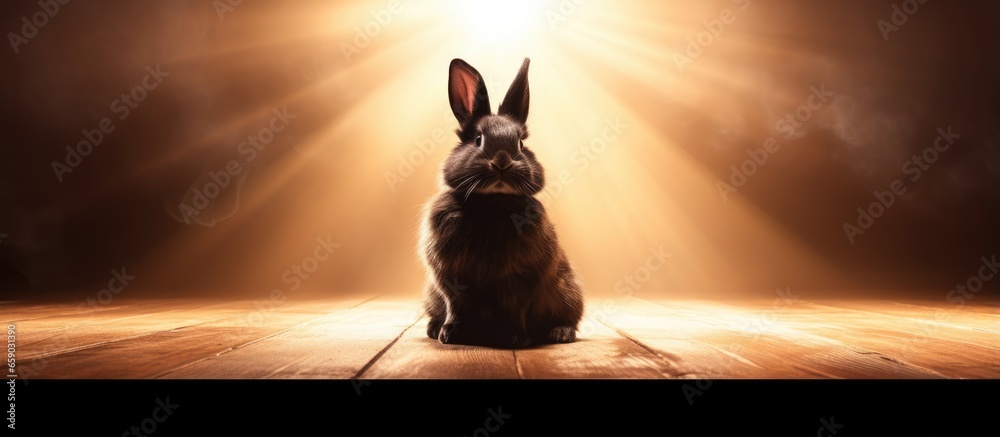 Sunlight illuminates the outline of a fluffy bunny