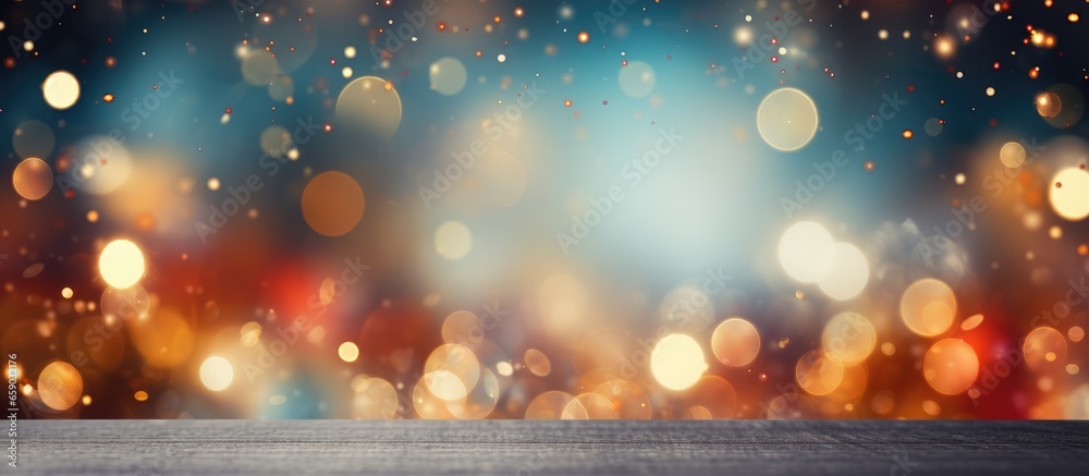 Christmas tree bokeh creates a vintage winter party atmosphere on a blurred background