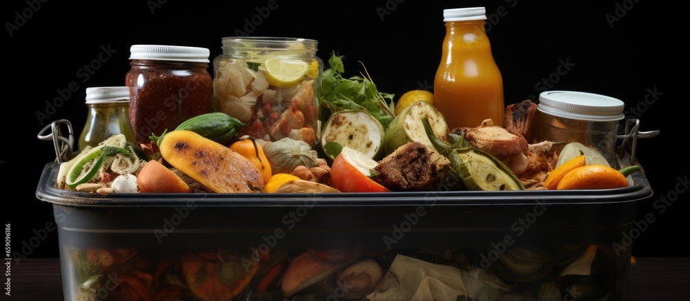 Prepared for recycling truck pick up container for food waste