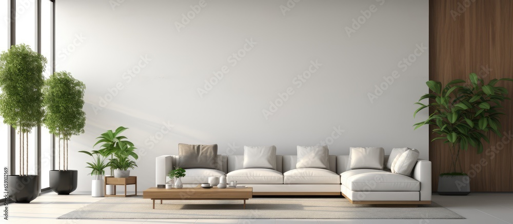 Render of a contemporary living room setting mock up of a house interior