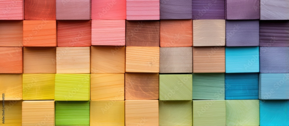 Colorful wooden blocks forming a backdrop for creative growth