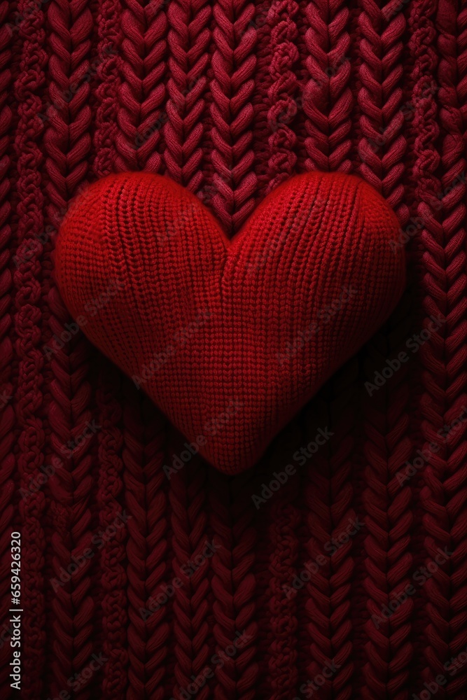 red knitted heart