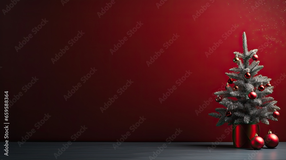 Red Christmas tree on a red background