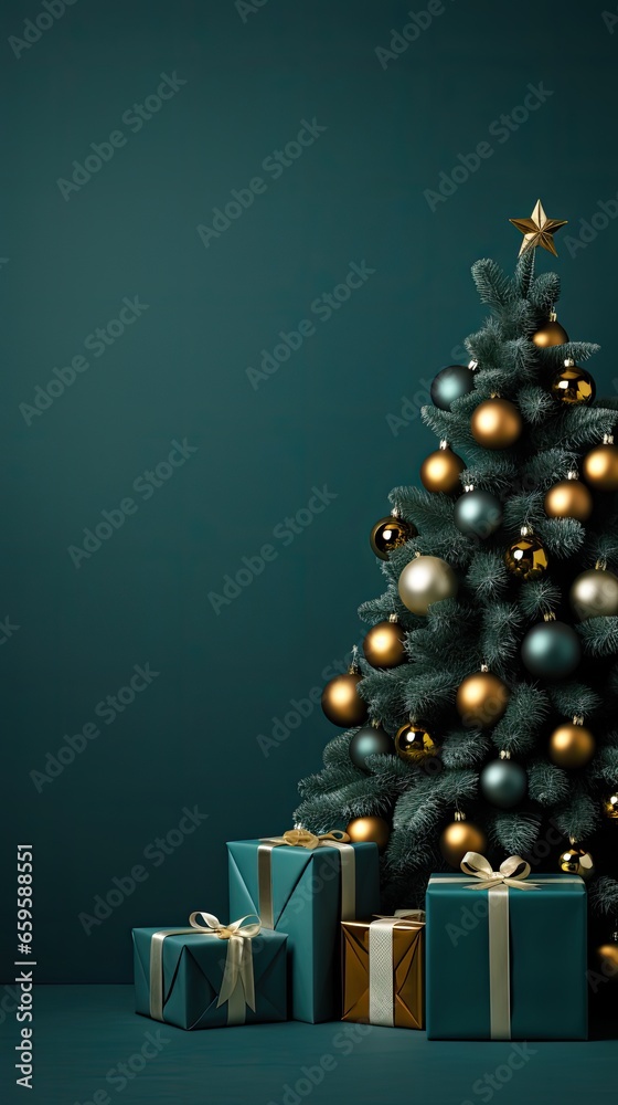 Decorated bright Christmas tree large