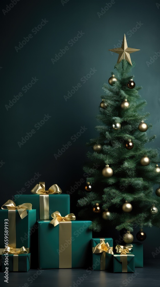 Decorated bright Christmas tree large