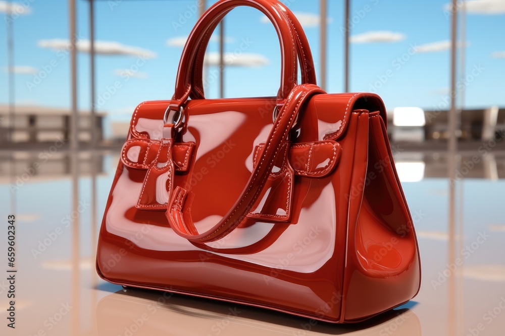 Womens elegant red handbag.