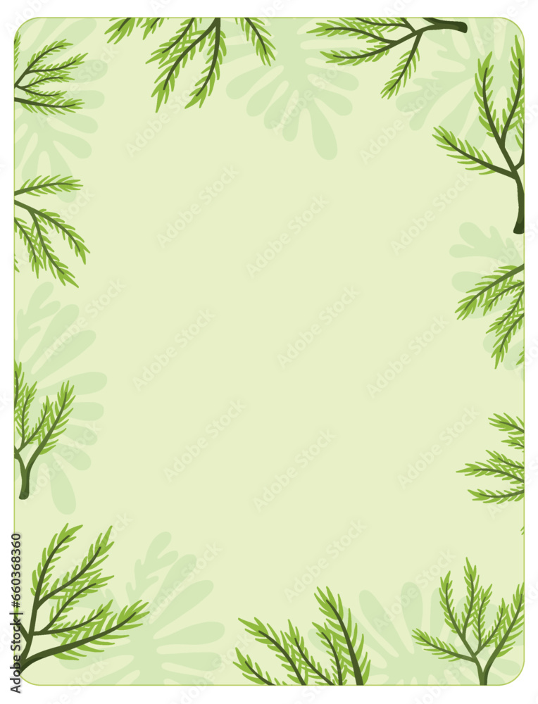 Green Tropical Tree Leaves A-Frame Border Template