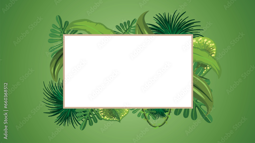 Green Tropical Plants Border Frame Background