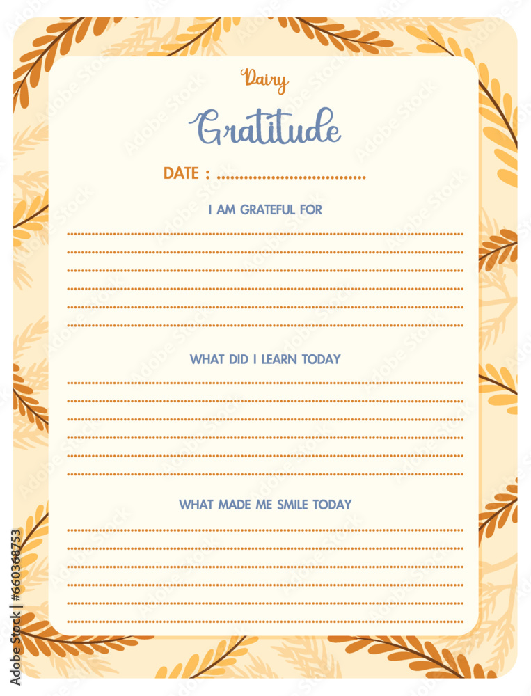 Autumn Leaves Gratitude Diary Template