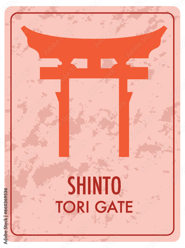 Tori Gate Symbol in Shinto Religion: A Vibrant Red Card