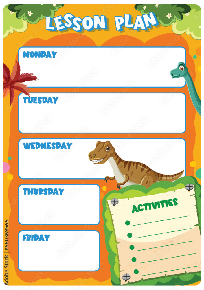 Cute Lesson Plan with Dinosaur Decorations