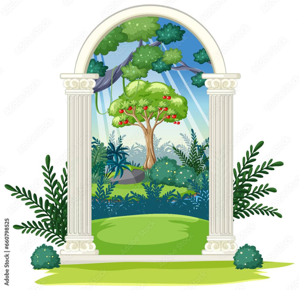 Garden of Eden Cartoon Background Scene