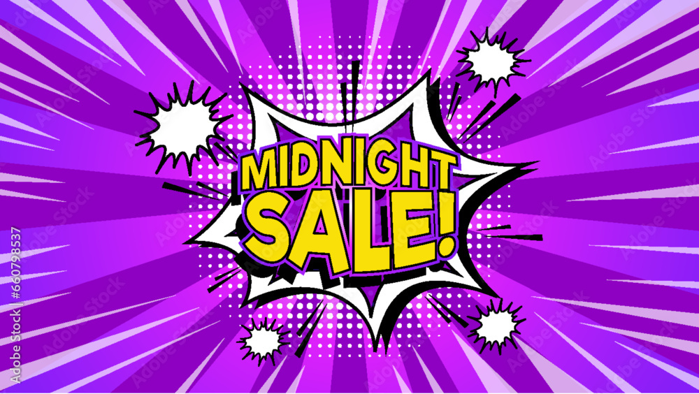 Midnight Sale: Retro Comic Purple Background