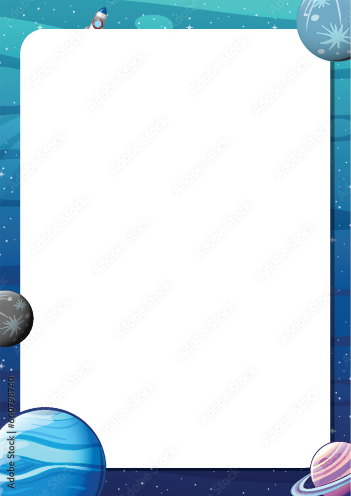 Outer Space Planets Frame Border Template