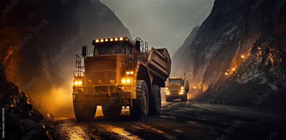 Large trucks for loading in mining, Coal Mining.