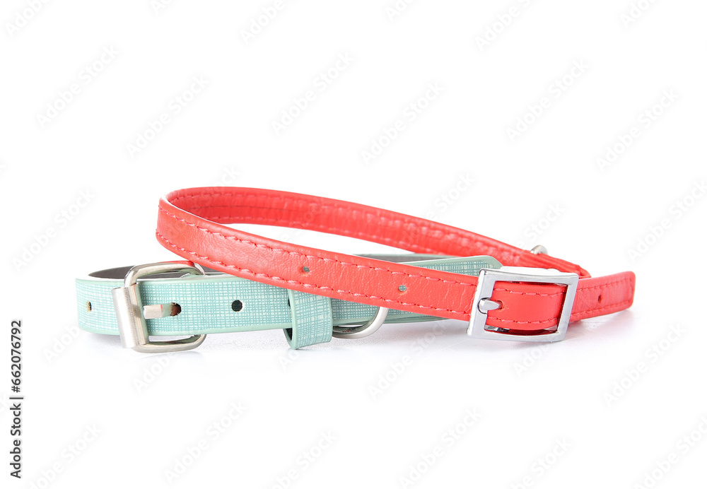 Pet collars isolated on white background