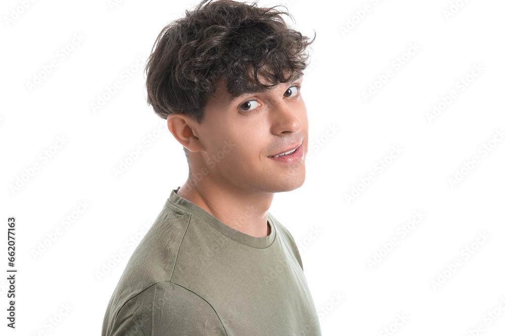 Portrait of handsome young man isolated on white background