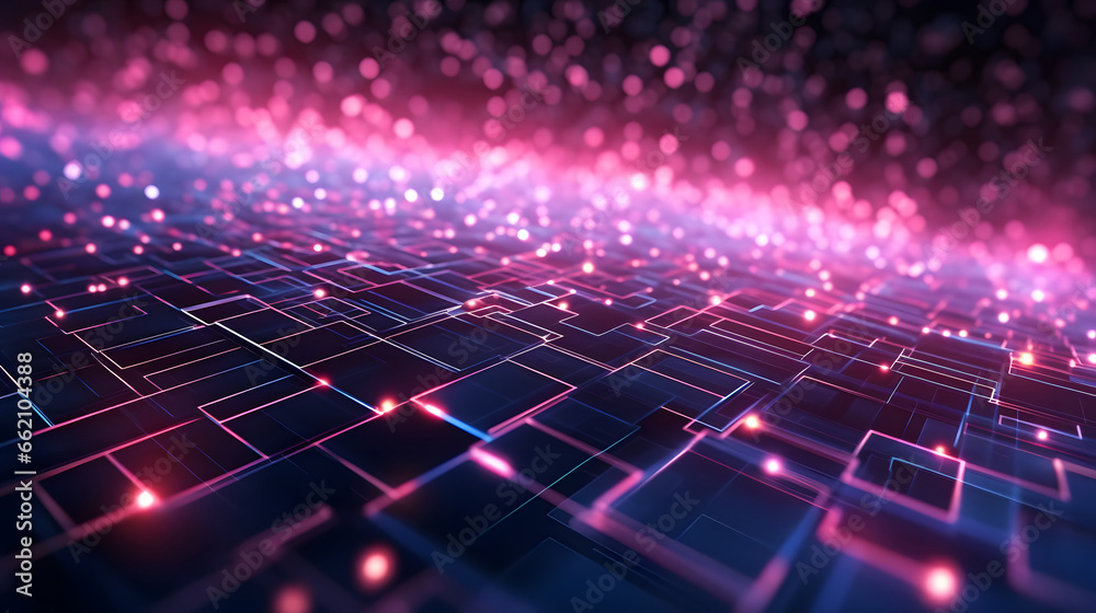 Modern digital abstract 3D background. Copy space. Can be used in the description of network abilities, technological processes, digital storages, science, education, pink background