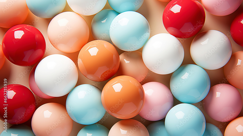 Pastel colored balls background. Abstract cute backdrop. Generative AI